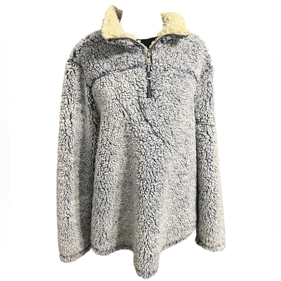 GreenTea Jackets & Blazers - GreenTea Navy Gray and Cream Teddy pullover XL